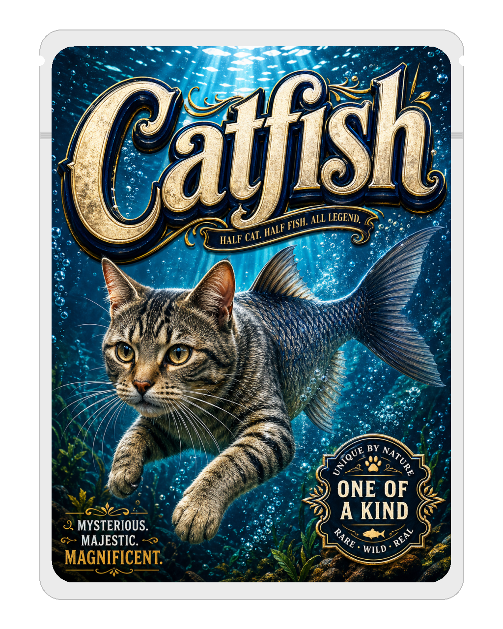 Catfish — white mylar bag mockup
