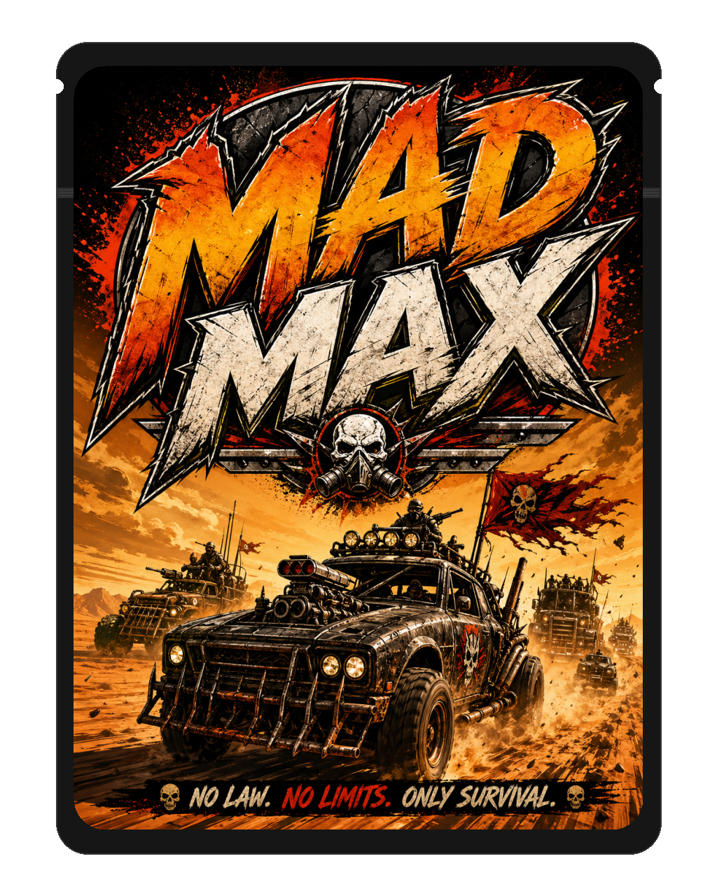 Mad Max — black mylar bag mockup