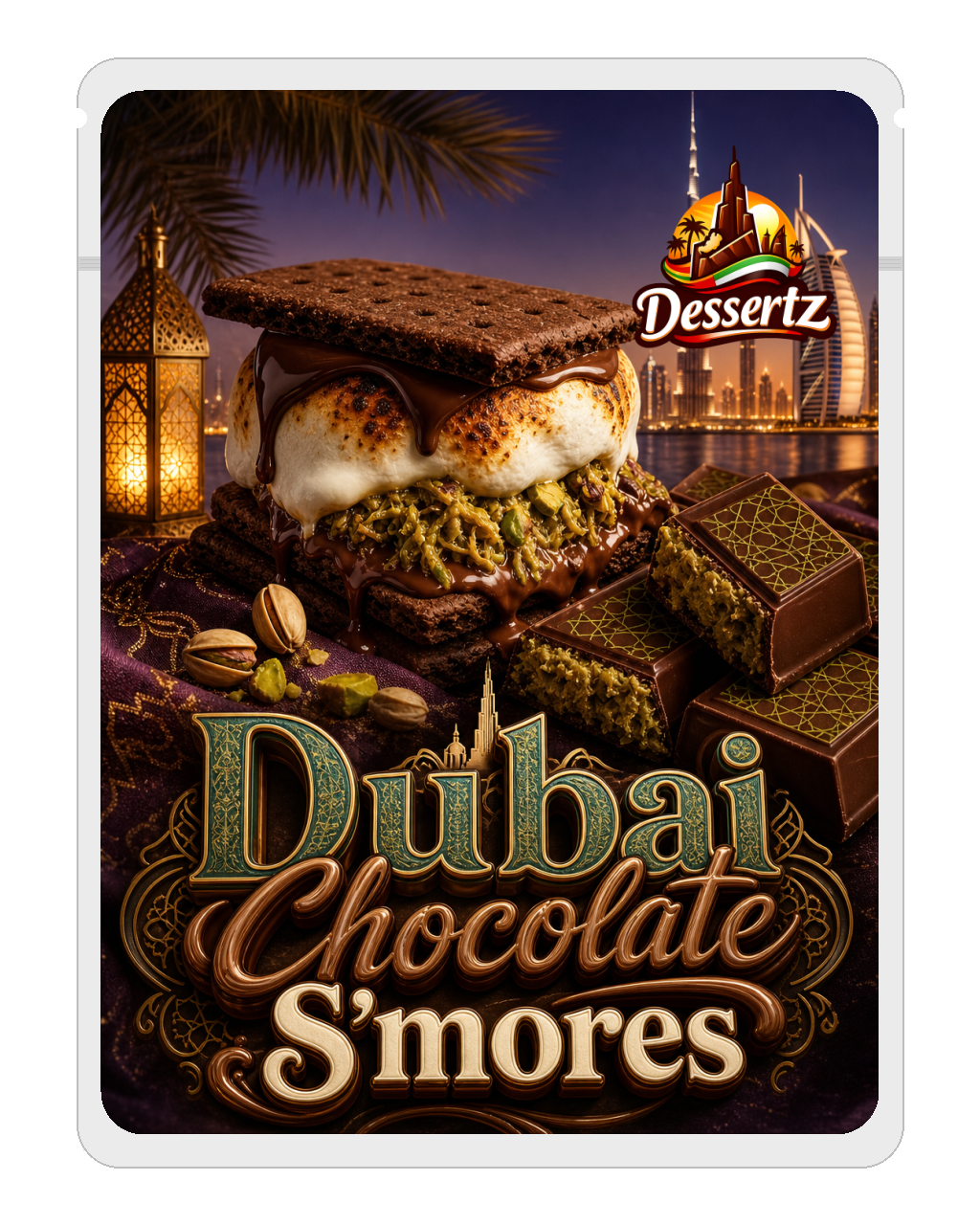 Dubai Chocolate S'mores mylar bag mockup