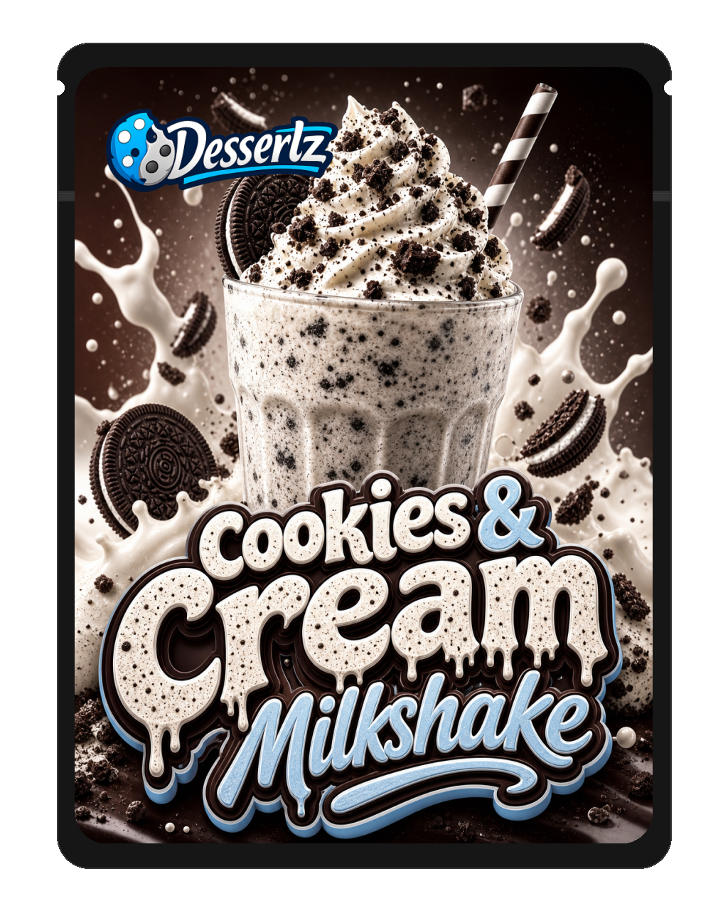 Cookies & Cream Milkshake mylar bag mockup